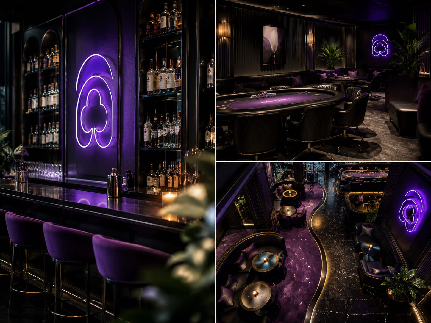 Kolaż — bar i stoły pokerowe Guildhouse Club